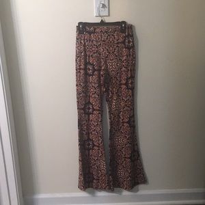 suede printed flare pants